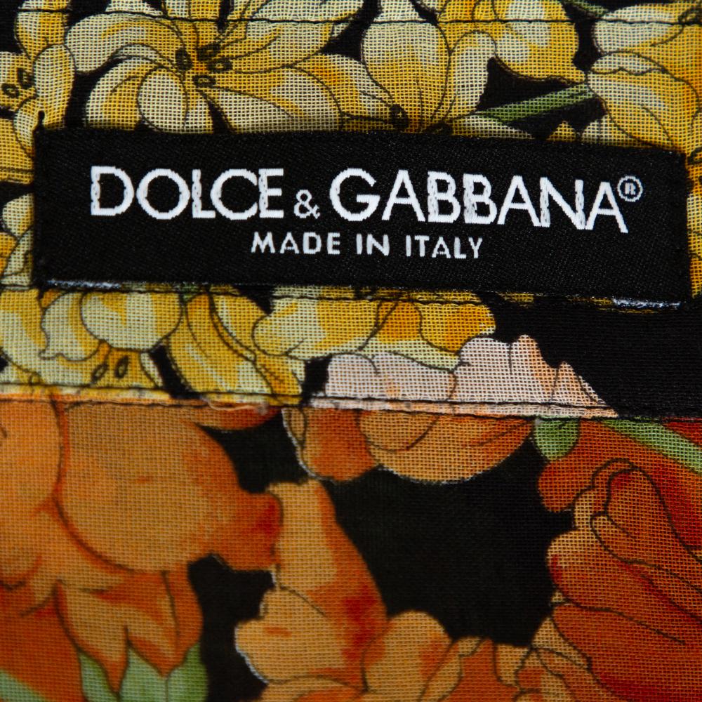 Dolce & Gabbana Multicolor Floral Print Cotton Shirt L In Good Condition In Dubai, Al Qouz 2