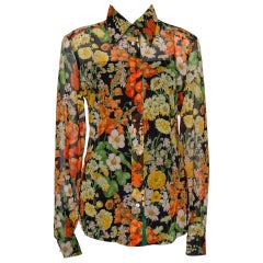 Dolce & Gabbana Multicolor Floral Print Cotton Shirt L