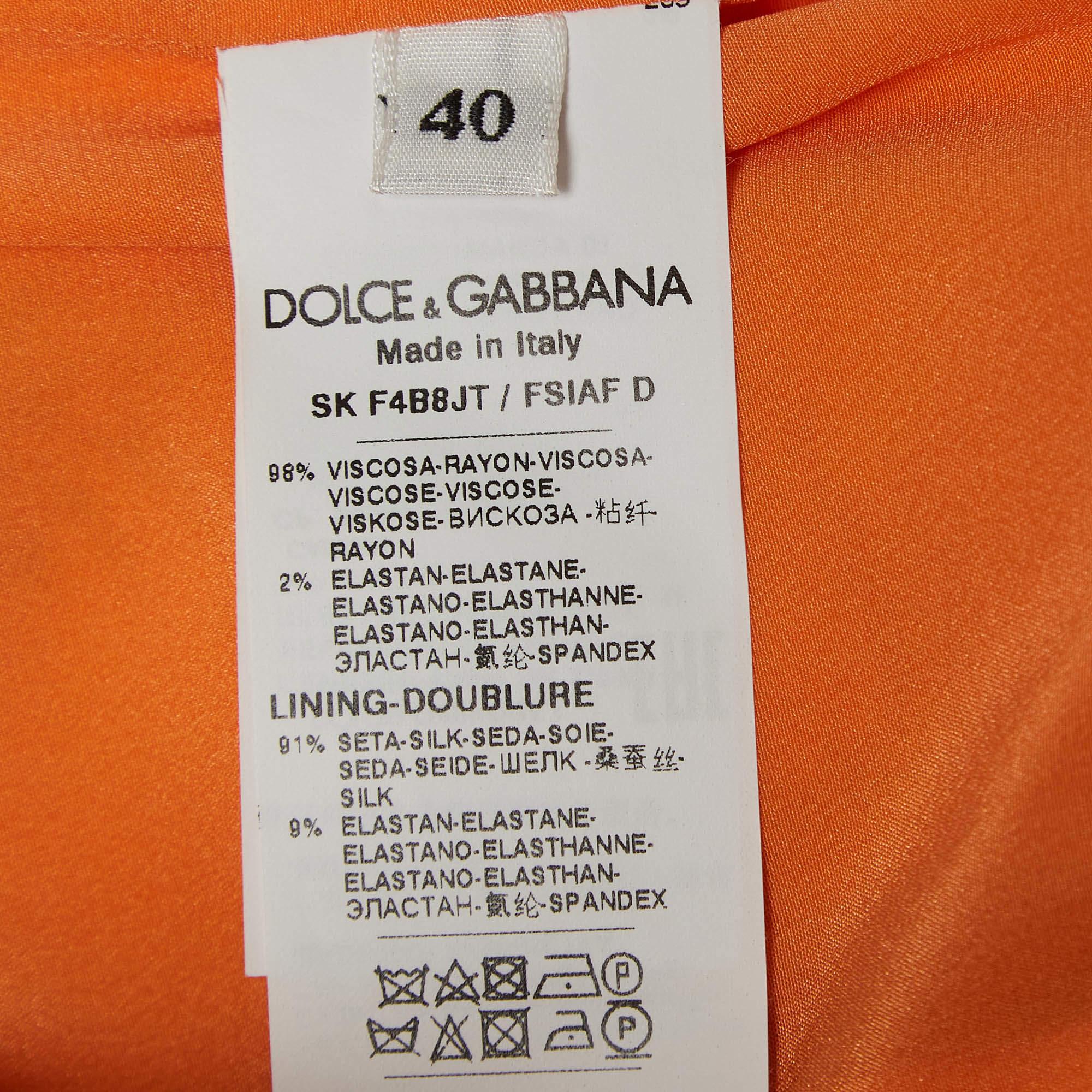Dolce & Gabbana Multicolor Floral Print Crepe Pencil Skirt S For Sale 1