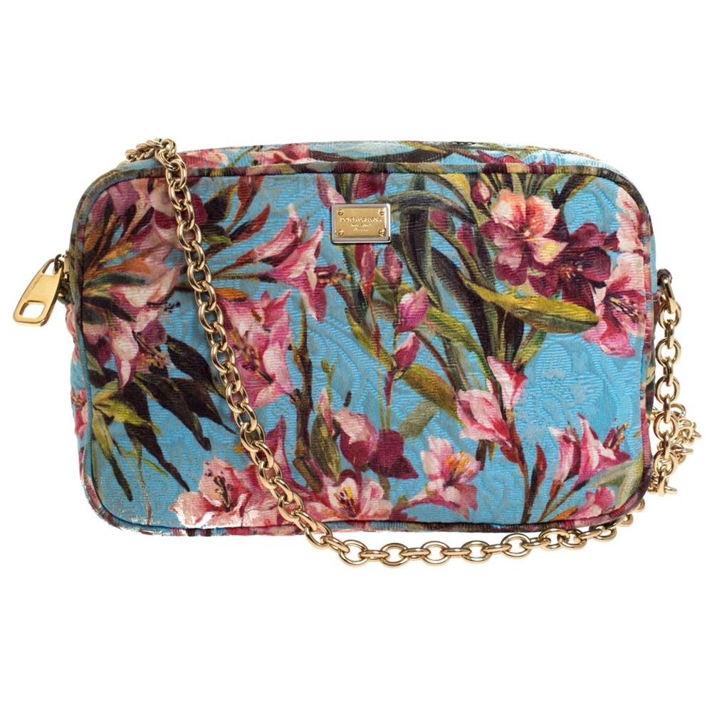 Dolce & Gabbana Multicolor Floral Print Fabric Miss Glam Chain Shoulder Bag