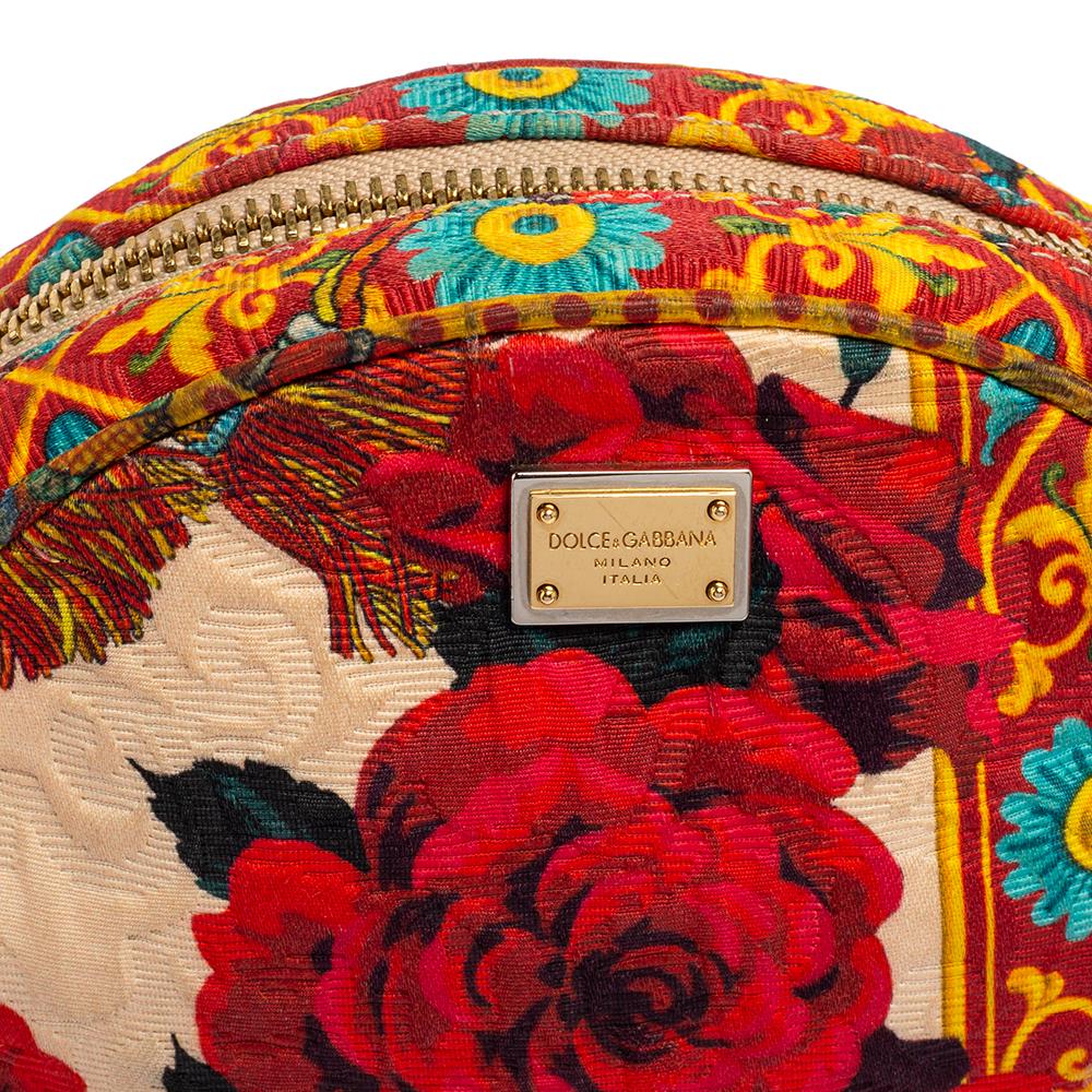 Dolce & Gabbana Multicolor Floral Print Fabric Miss Glam Round Shoulder Bag 1
