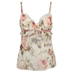 Dolce 
Gabbana - Top a canotta in seta con stampa floreale e bordi in pizzo - M. I.