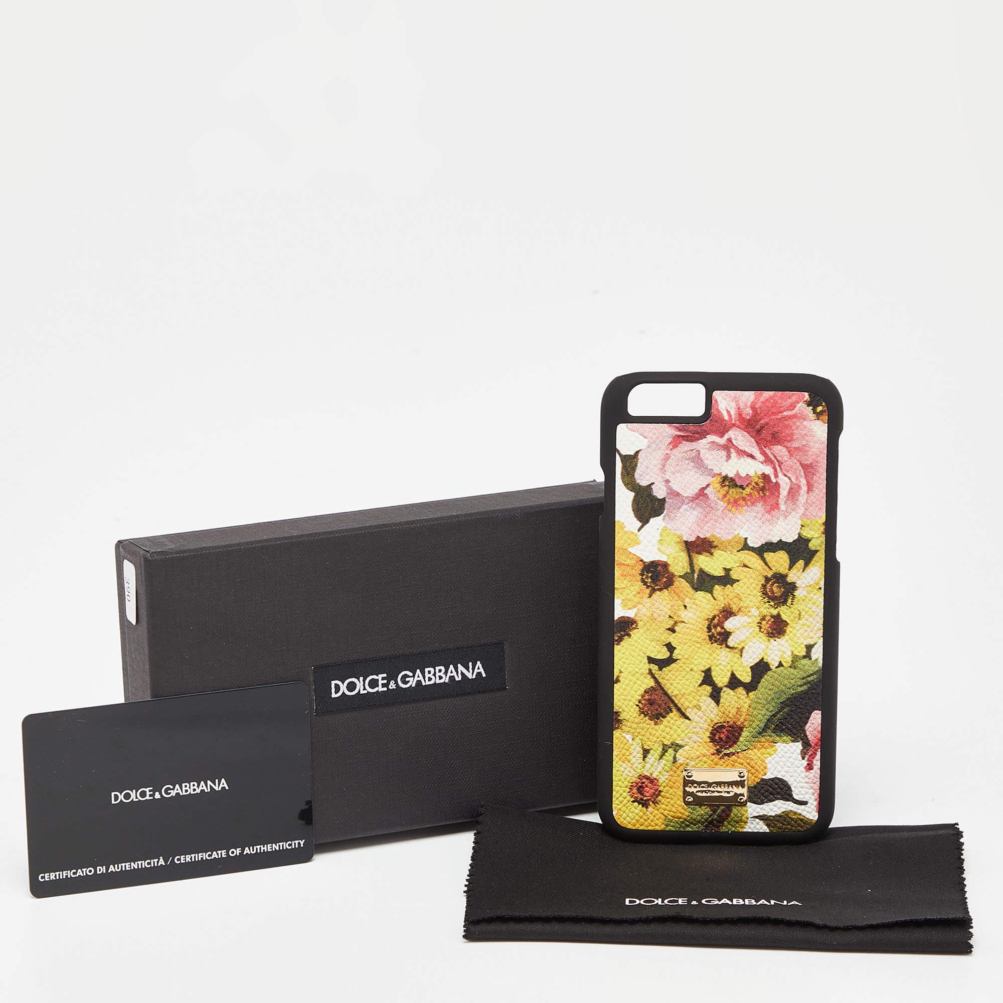 Dolce & Gabbana iPhone 6 Etui aus Leder mit mehrfarbigem Blumendruck und Leder im Angebot 6