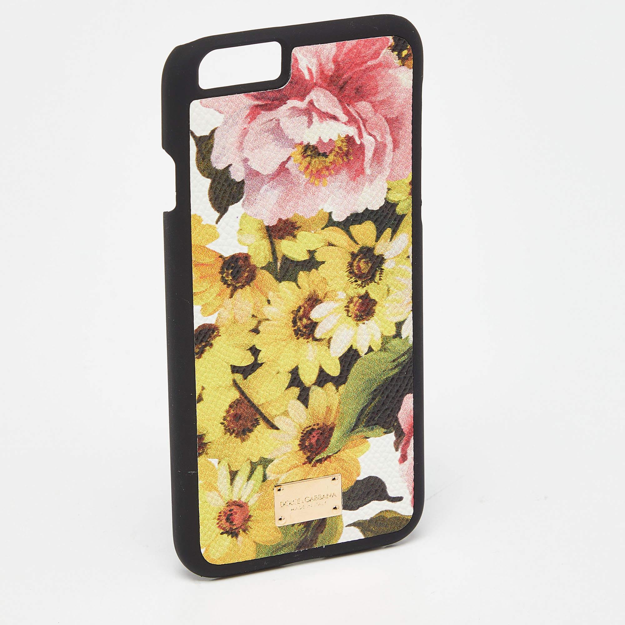 Dolce & Gabbana iPhone 6 Etui aus Leder mit mehrfarbigem Blumendruck und Leder im Angebot 2