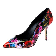 Dolce & Gabbana Multicolor Floral Print Leather Kate Pointed Toe Pumps Size 40.5
