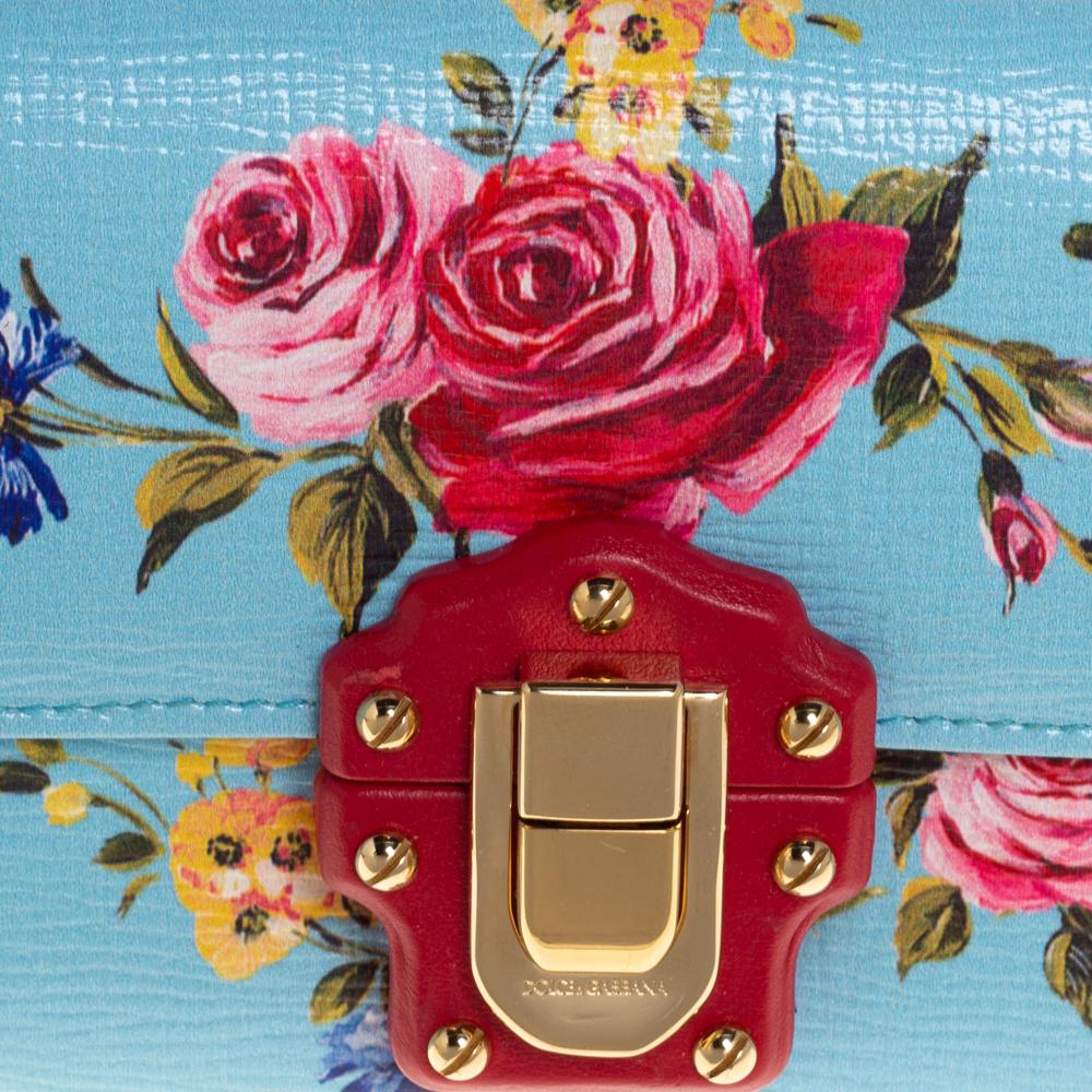 Dolce & Gabbana Multicolor Floral Print Leather Lucia Continental Wallet In Good Condition In Dubai, Al Qouz 2