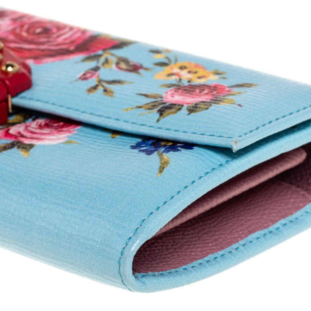 Dolce & Gabbana Multicolor Floral Print Leather Lucia Continental Wallet 2