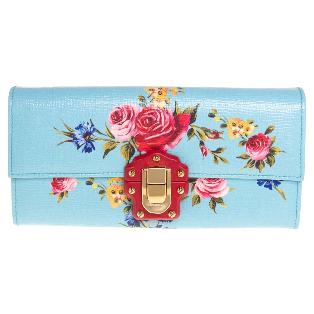 Dolce & Gabbana Multicolor Floral Print Leather Lucia Continental Wallet