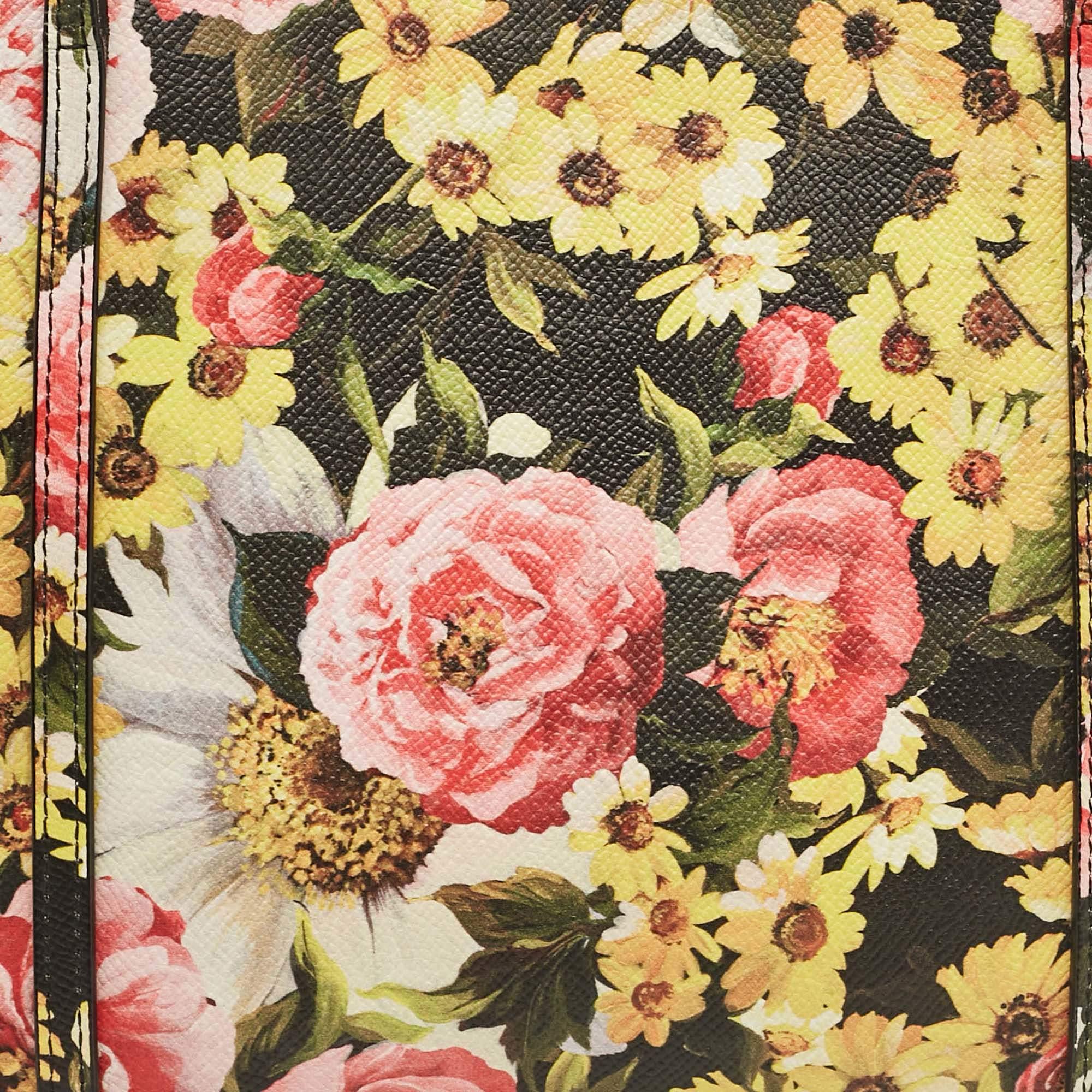 Women's Dolce & Gabbana Multicolor Floral Print Leather Miss Escape Tote