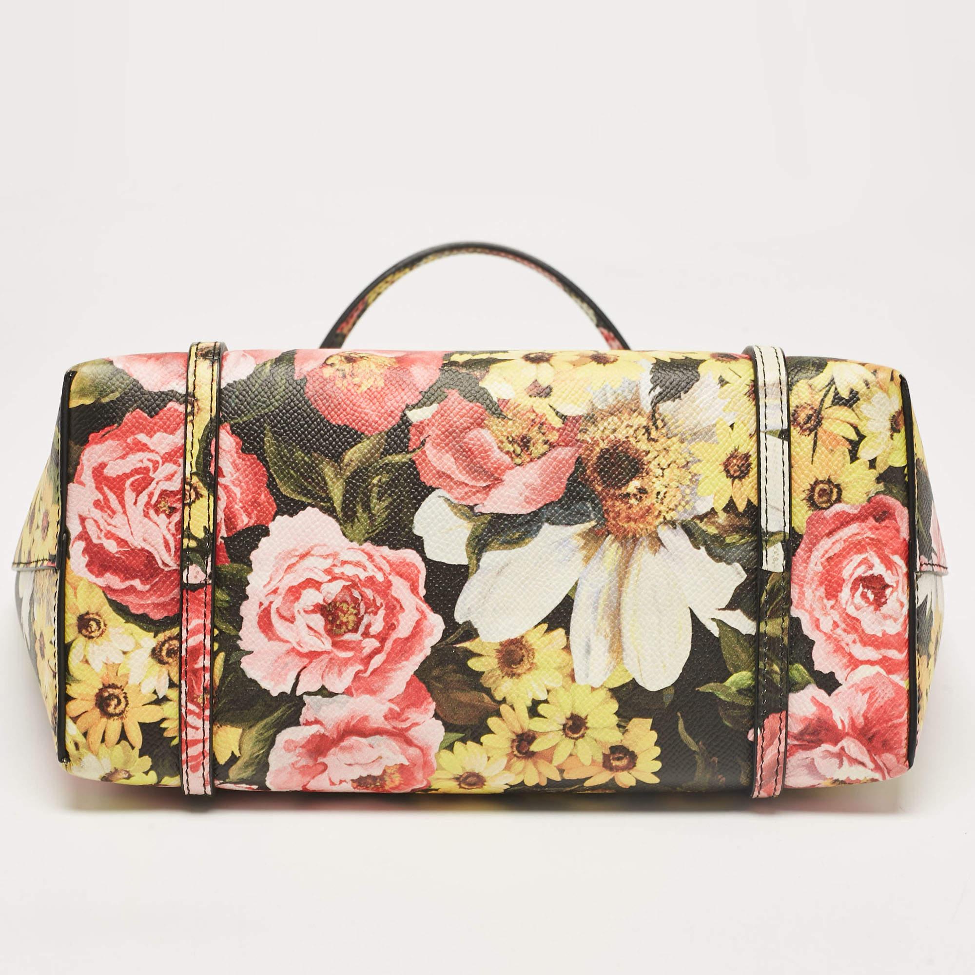 Dolce & Gabbana Multicolor Floral Print Leather Miss Escape Tote 1