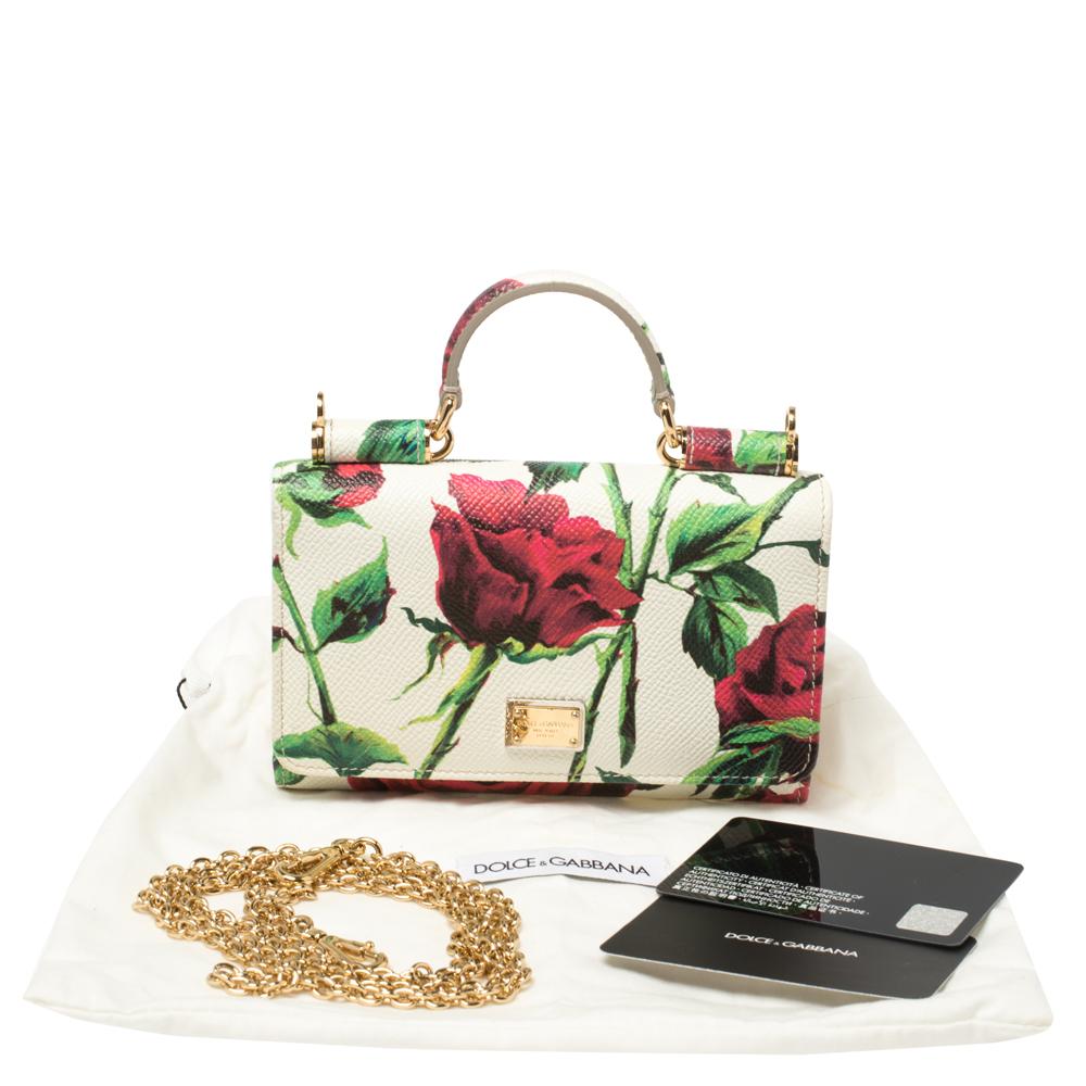 Dolce & Gabbana Multicolor Floral Print Leather Miss Sicily Von Wallet on Chain 8