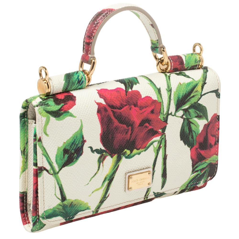 Dolce & Gabbana Multicolor Floral Print Leather Miss Sicily Von Wallet on Chain In Good Condition In Dubai, Al Qouz 2