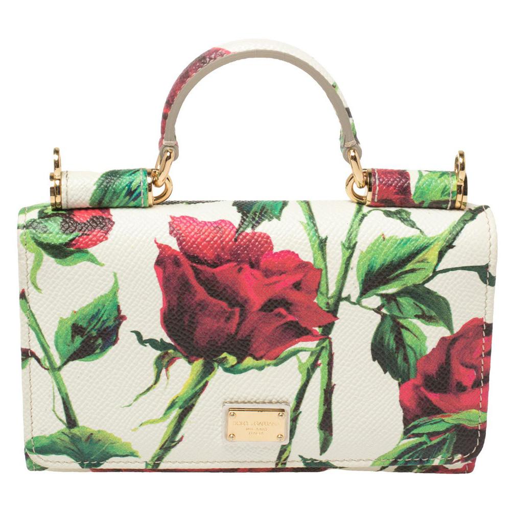Dolce & Gabbana Multicolor Floral Print Leather Miss Sicily Von Wallet on Chain