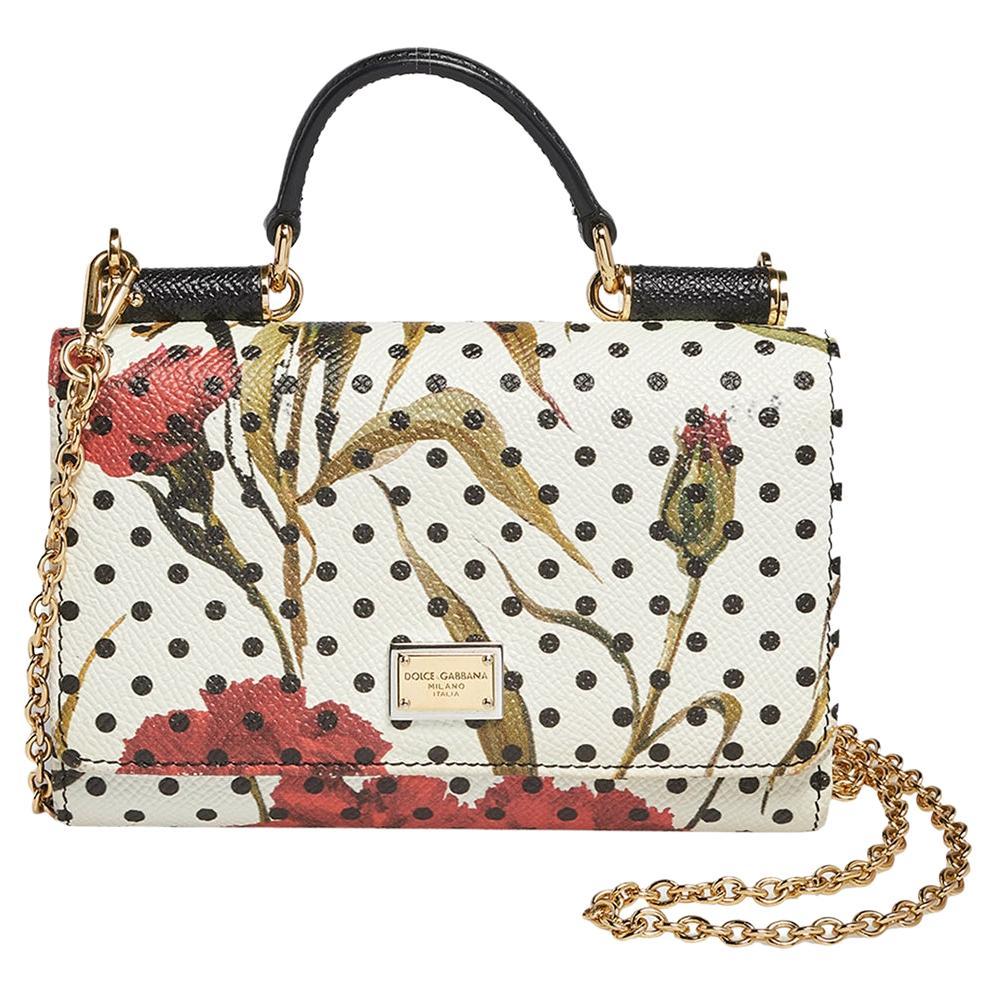 Dolce and Gabbana Multicolor Floral Print Leather Miss Sicily Von Wallet on  Chain at 1stDibs