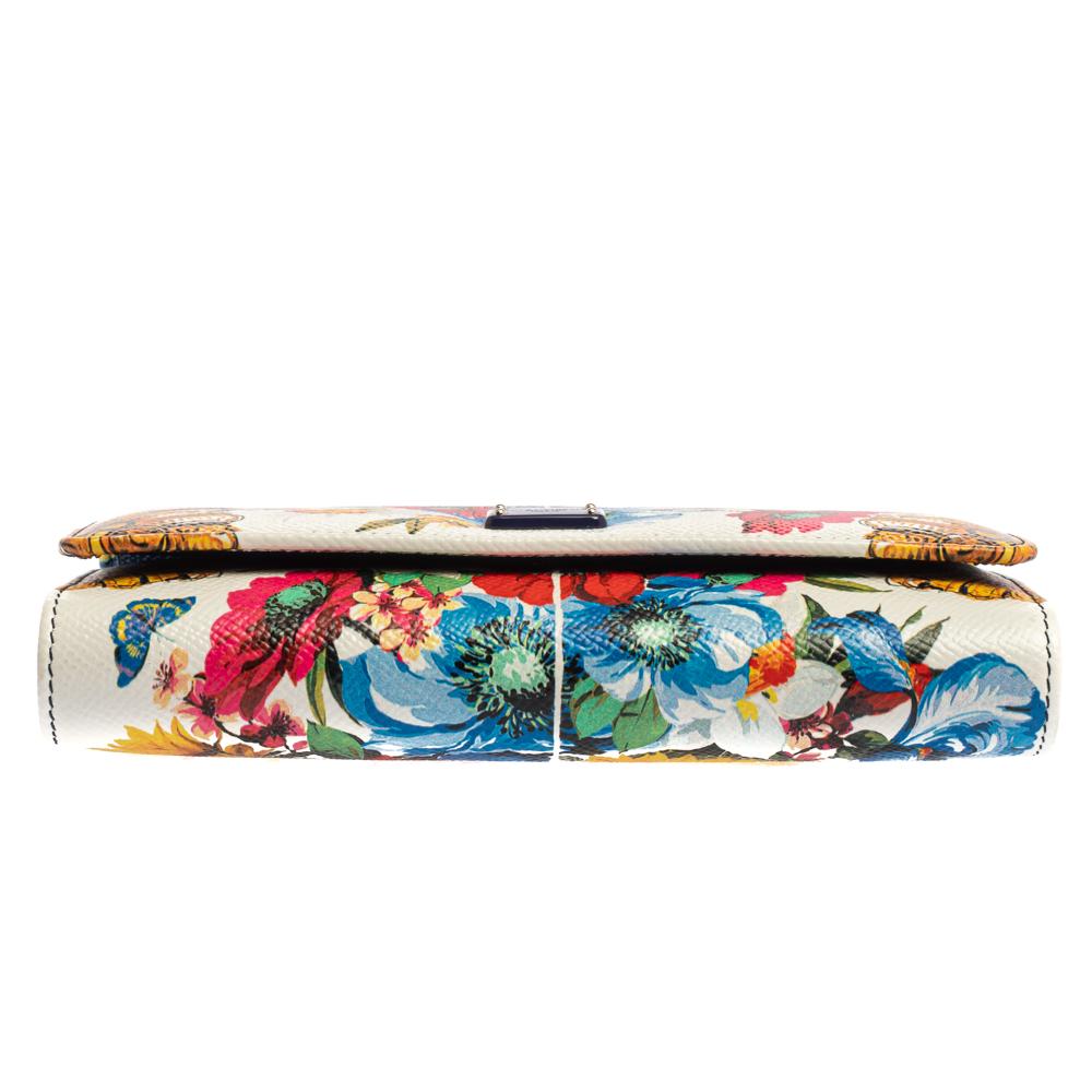 Women's Dolce & Gabbana Multicolor Floral Print Leather Sicily Smartphone Von Bag