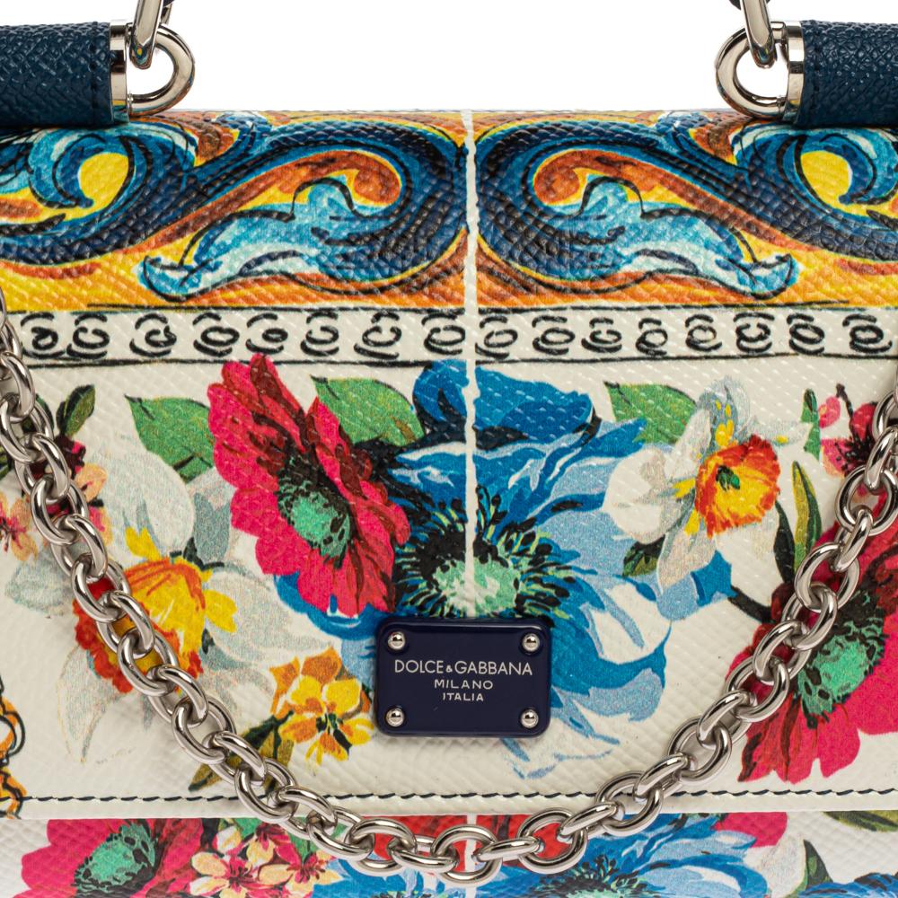 Dolce & Gabbana Multicolor Floral Print Leather Sicily Smartphone Von Bag 2