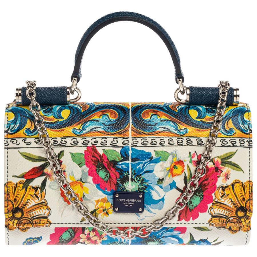 Dolce & Gabbana Multicolor Floral Print Leather Sicily Smartphone Von Bag