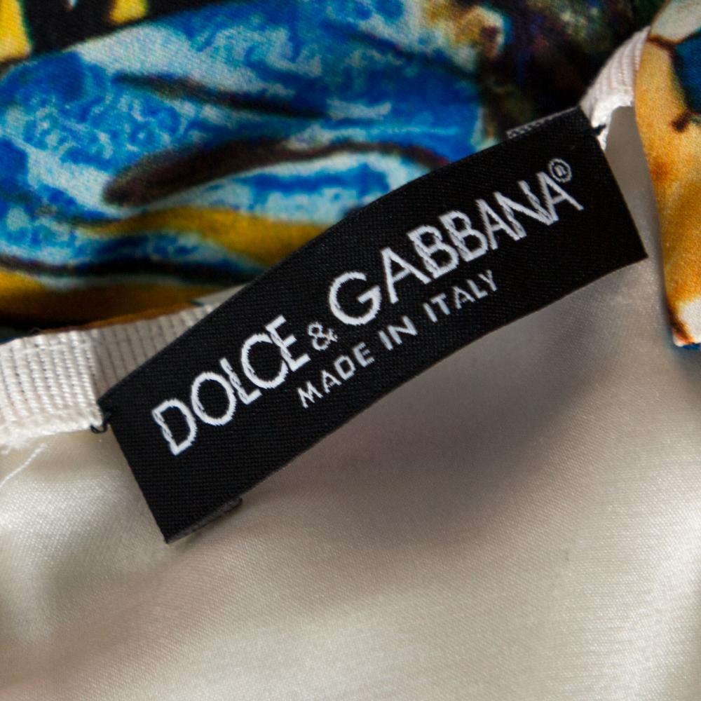 Dolce & Gabbana Multicolor Floral Print Silk Sleeveless Dress S 2