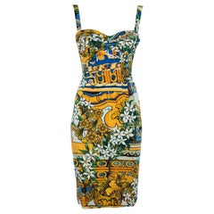 Dolce 
Gabbana Multicolor Floral Print Silk Sleeveless Dress S
