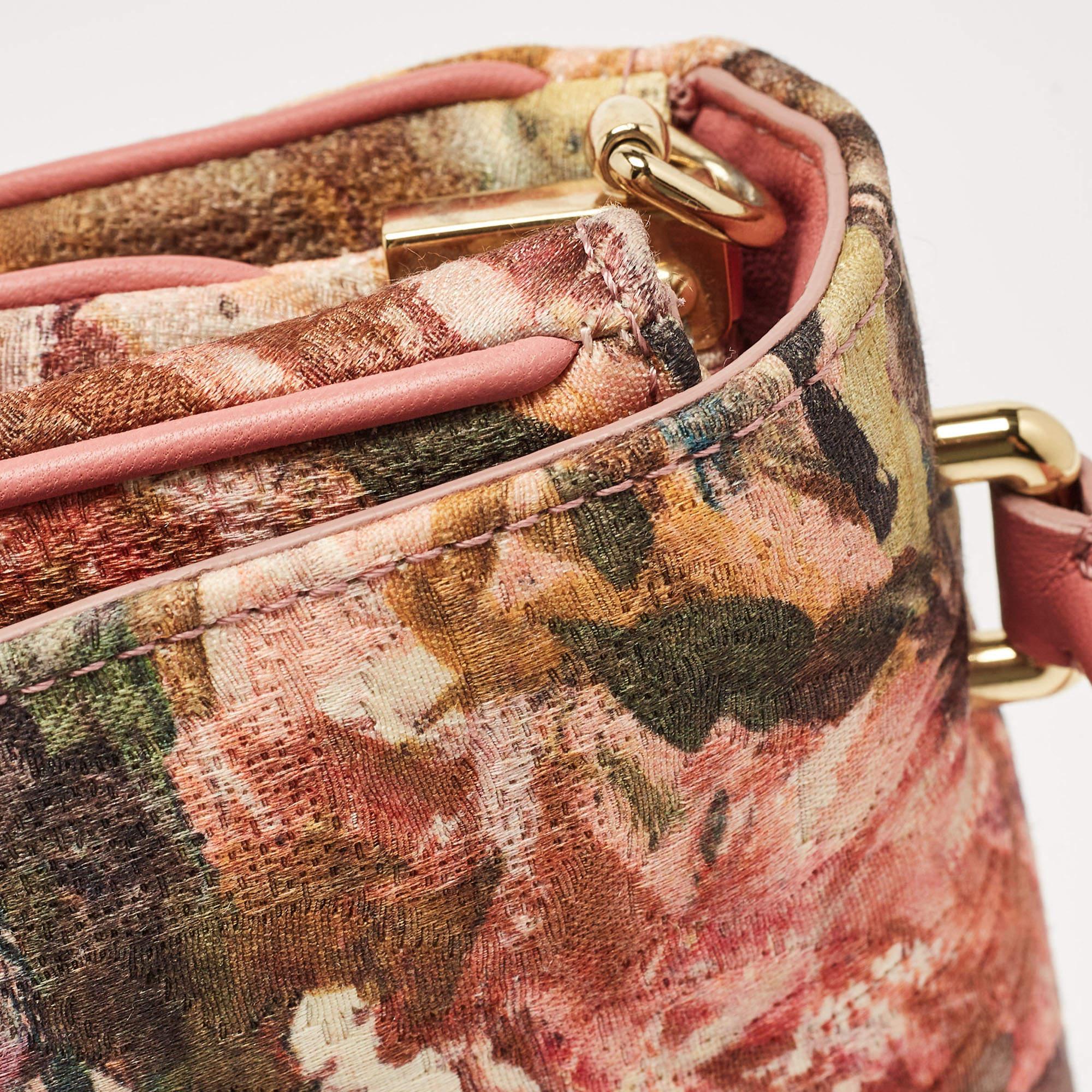 Dolce & Gabbana Multicolor Floral PrinTapestry Lock Top Handle Bag For Sale 10