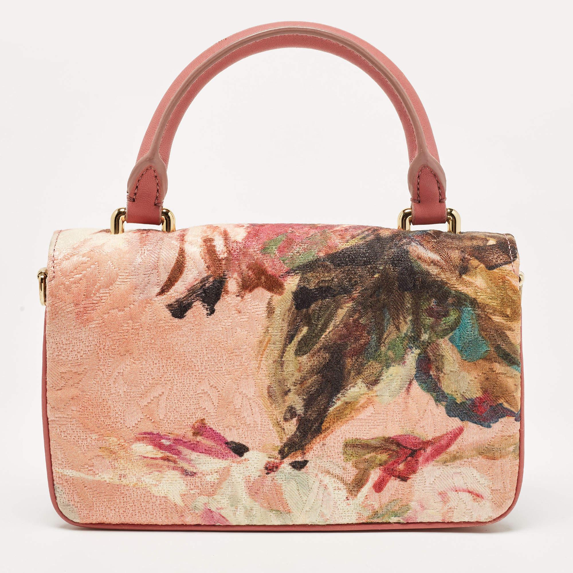 Dolce & Gabbana Mehrfarbige PrinTapestry Lock Top Handle Bag mit Blumenmuster im Angebot 15