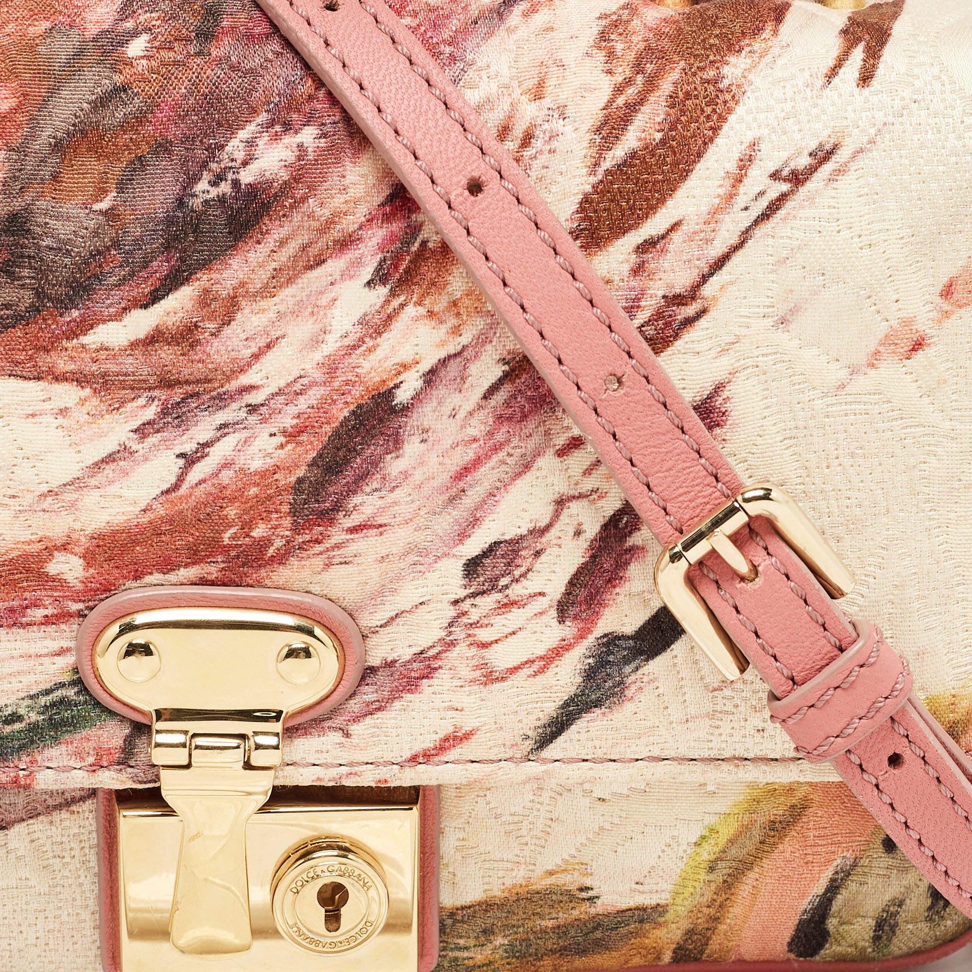 Dolce & Gabbana Multicolor Floral PrinTapestry Lock Top Handle Bag For Sale 4