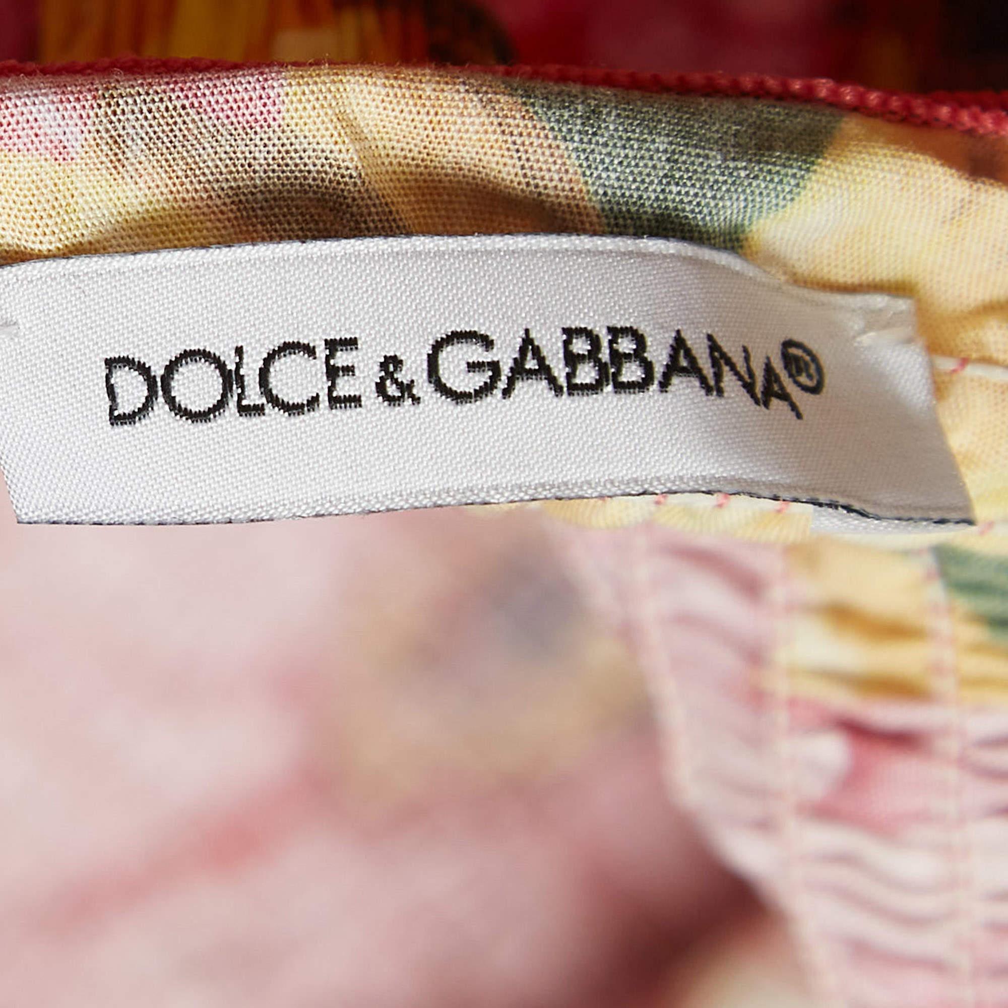 Robe en popeline de coton imprimée à fleurs multicolores Dolce & Gabbana (11-12 Yrs) Excellent état - En vente à Dubai, Al Qouz 2