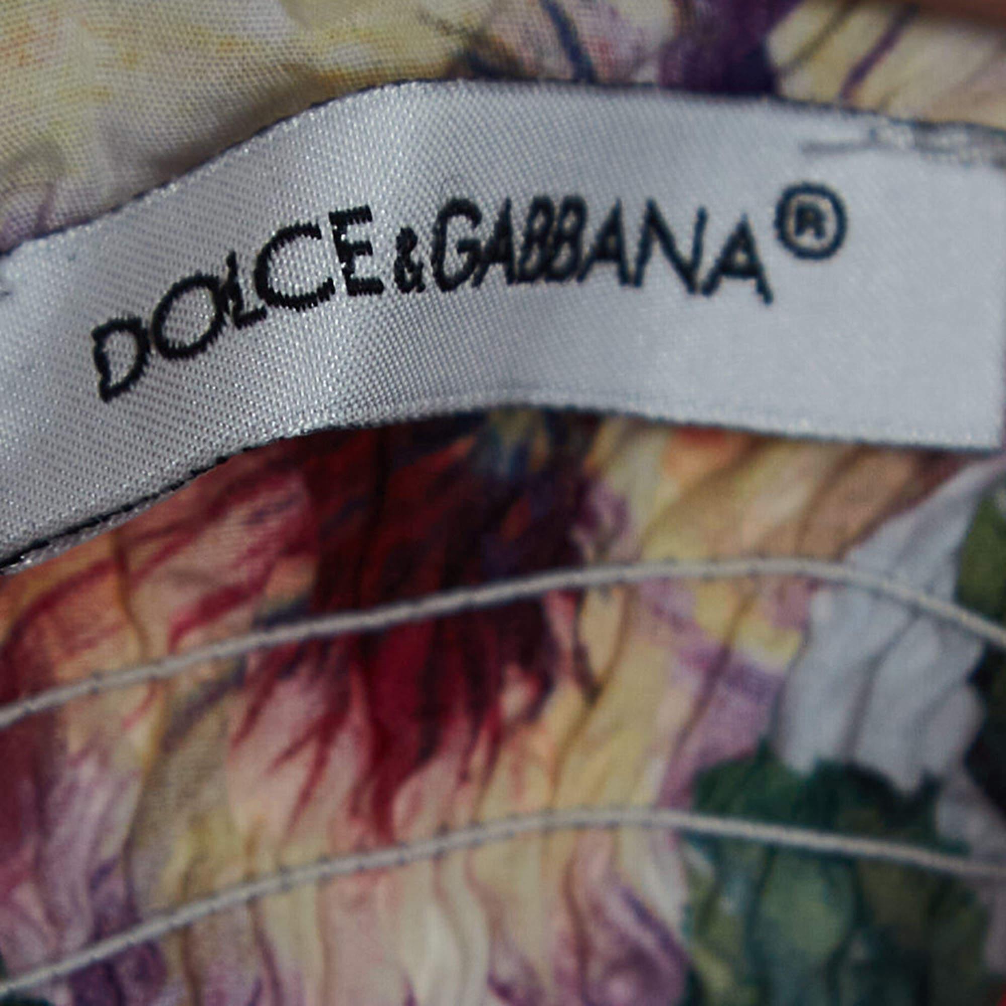 Robe en popeline de coton imprimée à fleurs multicolores Dolce & Gabbana (11-12 Yrs) Excellent état - En vente à Dubai, Al Qouz 2