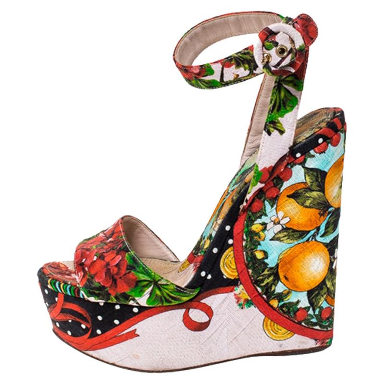Dolce and Gabbana Multicolor Floral Printed Fabric Foulard Platform Wedge  Sandals For Sale at 1stDibs | dolce gabbana wedge sandals, dolce and gabbana  wedges, dolce gabbana wedges