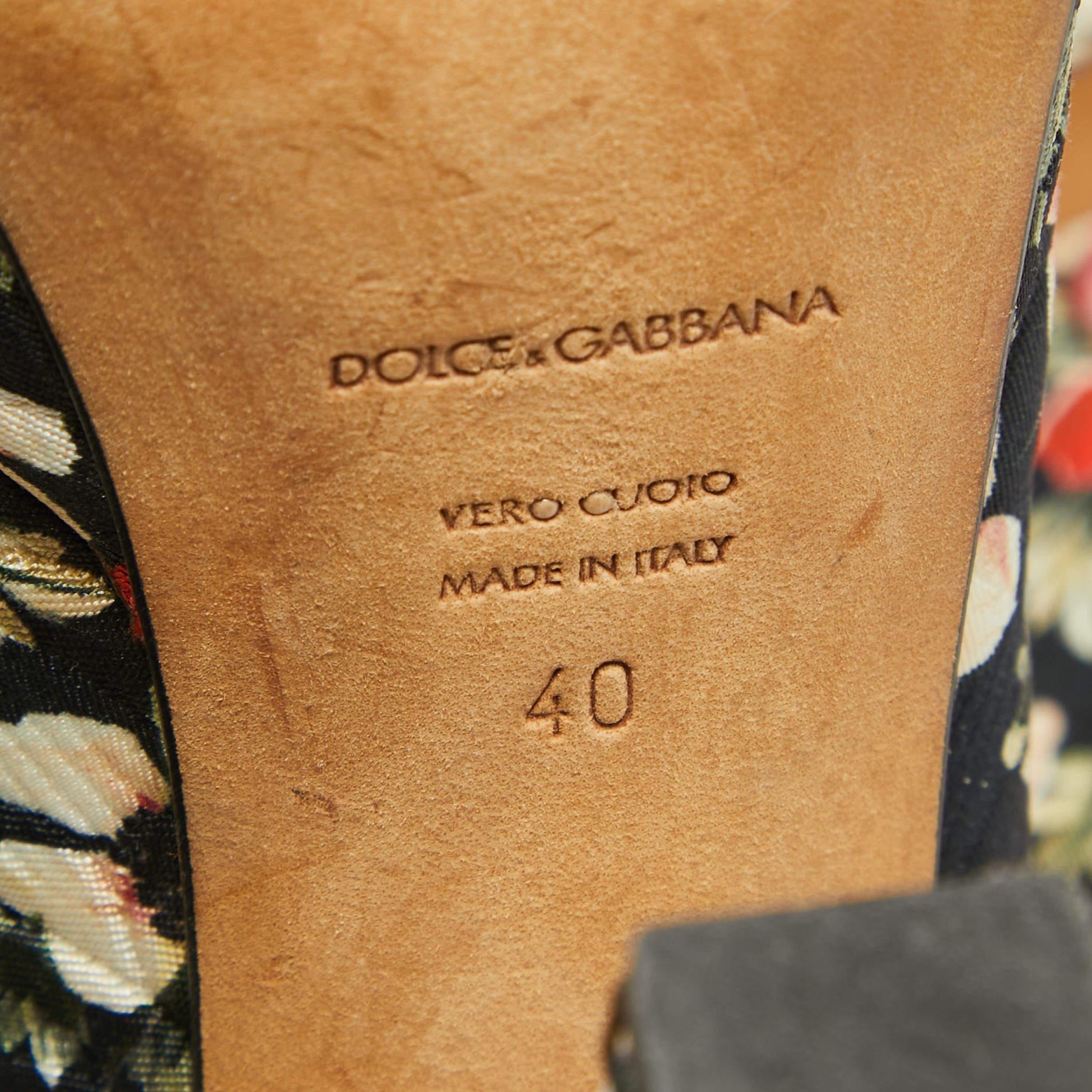 Dolce Gabbana Multicolor Floral Printed Fabric Mary Jane Platform Pumps Size 40 2