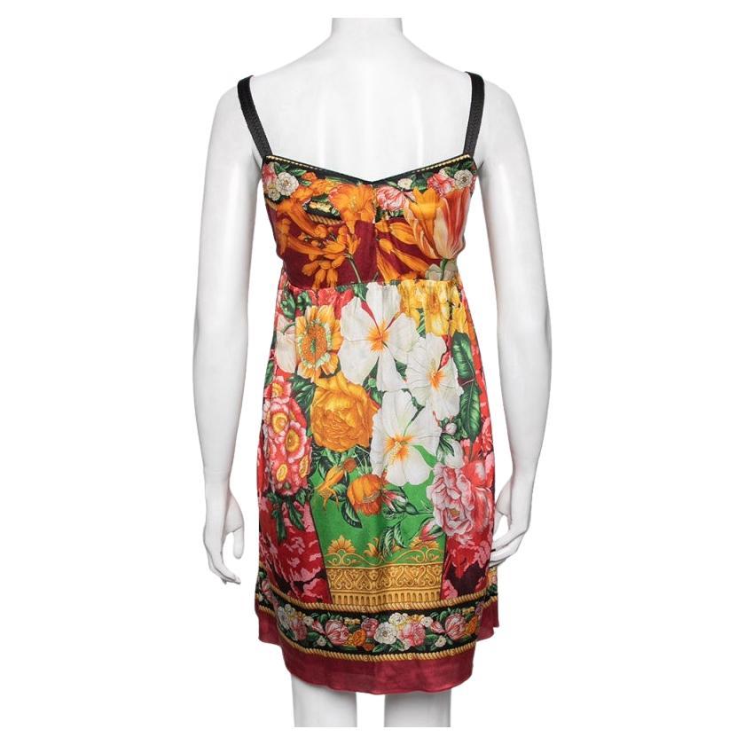 Multicolor Dolce and Gabbana Floral Halter Dress For Sale at 1stDibs