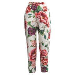 Dolce & Gabbana Multicolor Floral Printed Silk Trousers