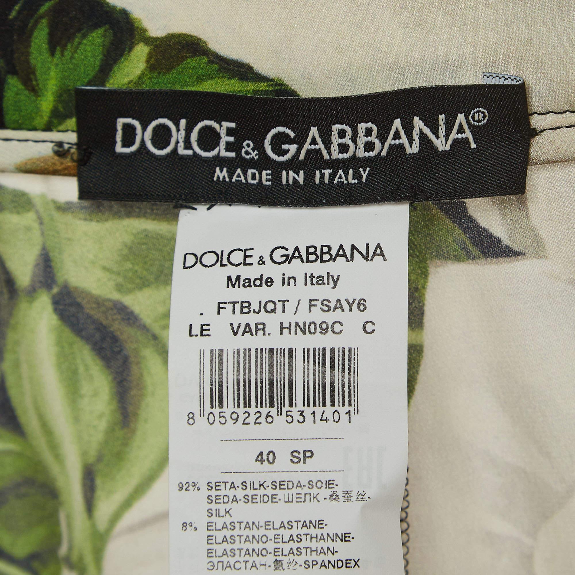 Women's Dolce & Gabbana Multicolor Floral Printed Silk Trousers S For Sale