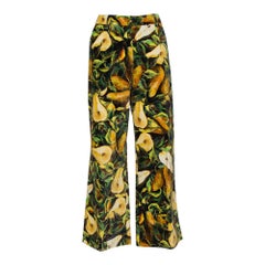 Dolce & Gabbana Multicolor Floral Printed Velvet Cropped Pants S