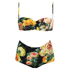 Dolce & Gabbana Multicolor Floral Two-Piece Swimsuit Swimwear Bikini Beachwear 