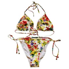 Dolce & Gabbana Multicolor Flower Two-piece Swimsuit Bikini Swimwear Beachwear 