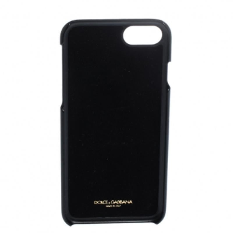 Noir Sac à main Dolce & Gabbana pour iPhone 7 imprimé fruits multicolores en cuir orné de cristaux en vente