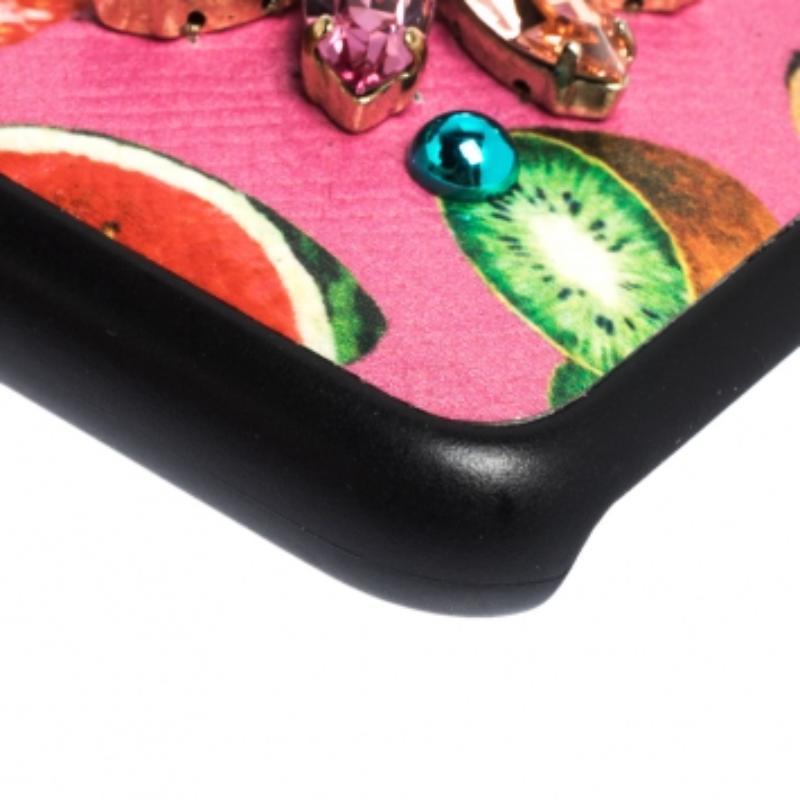 Sac à main Dolce & Gabbana pour iPhone 7 imprimé fruits multicolores en cuir orné de cristaux en vente 1