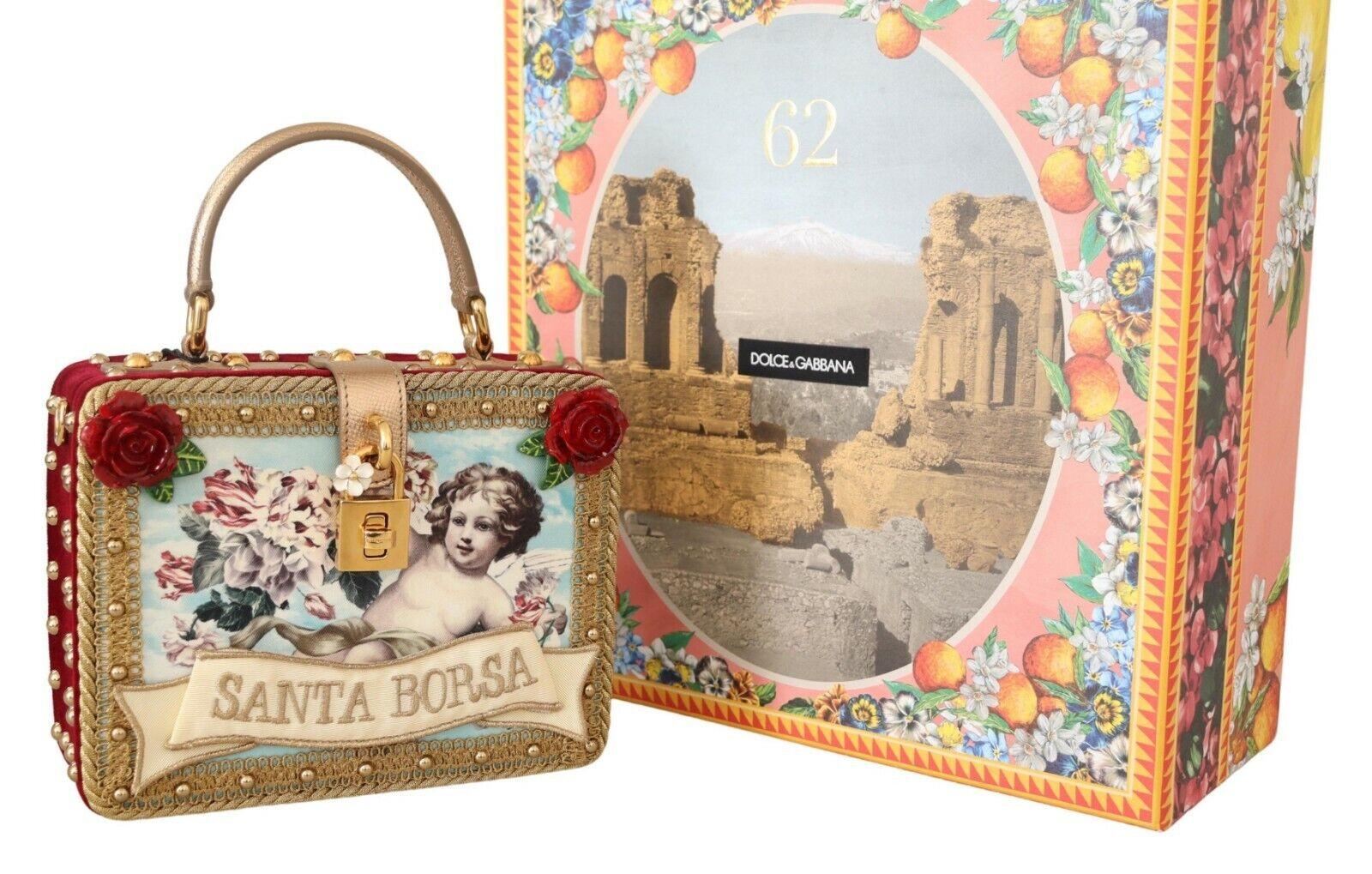 Dolce & Gabbana Multicolor Gold Angel Rose DG Box Handbag Shoulder Bag Da Sera For Sale 4