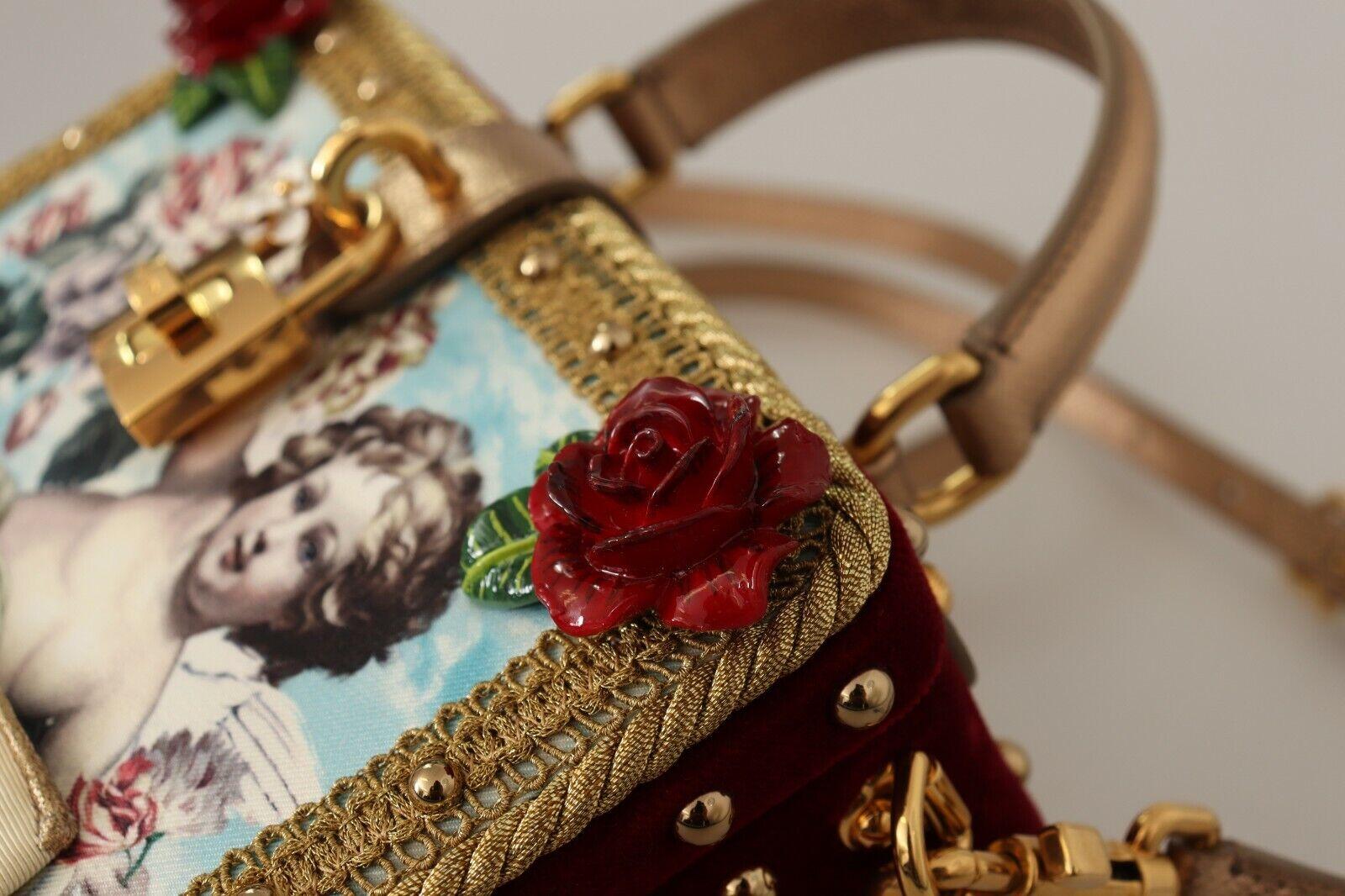 Dolce & Gabbana Multicolor Gold Angel Rose DG Box Handbag Shoulder Bag Da Sera In New Condition For Sale In WELWYN, GB