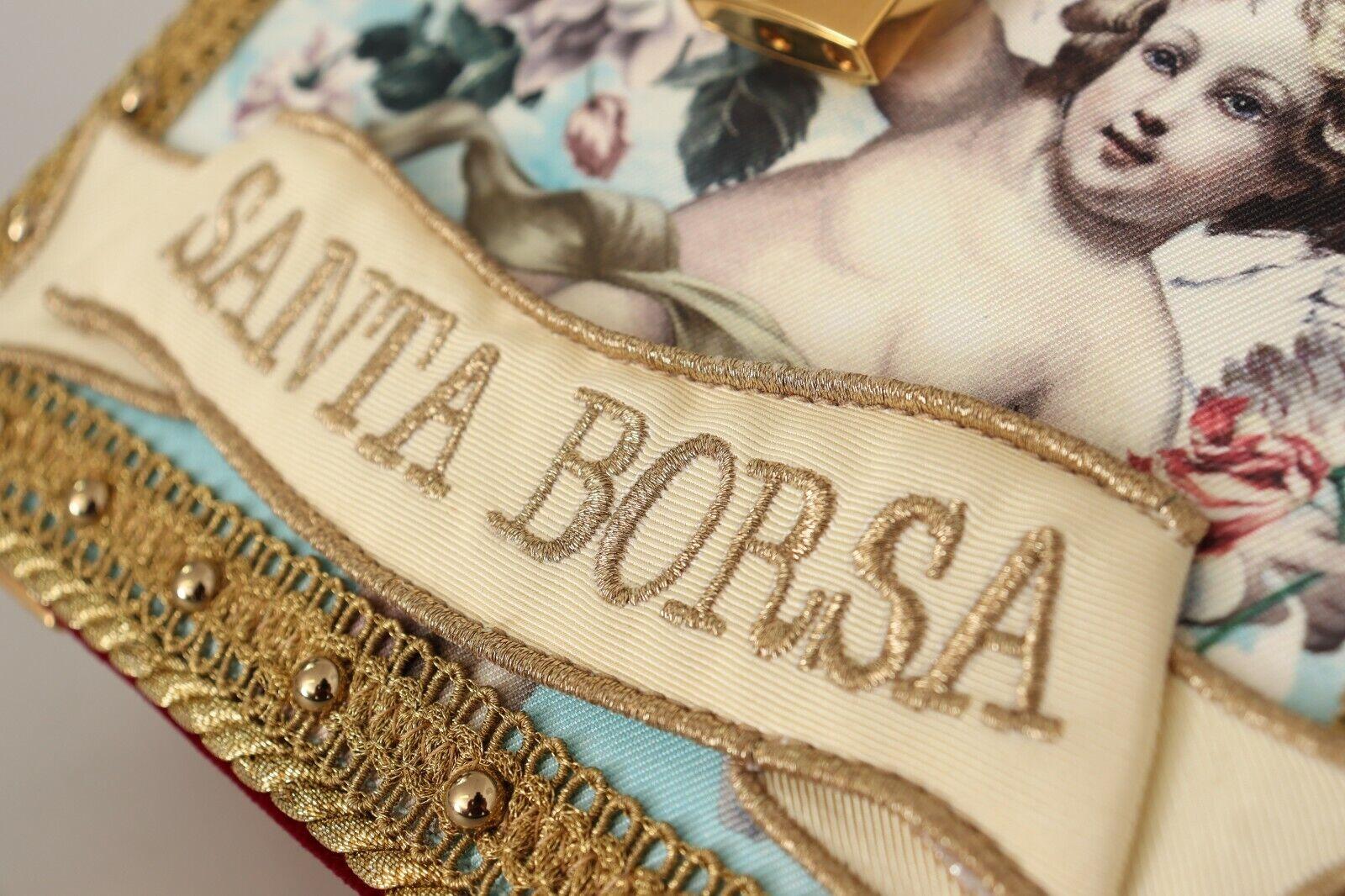 Women's Dolce & Gabbana Multicolor Gold Angel Rose DG Box Handbag Shoulder Bag Da Sera For Sale