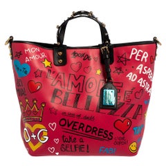 Dolce & Gabbana Multicolor Graffiti Leather Beatrice Studed Tote