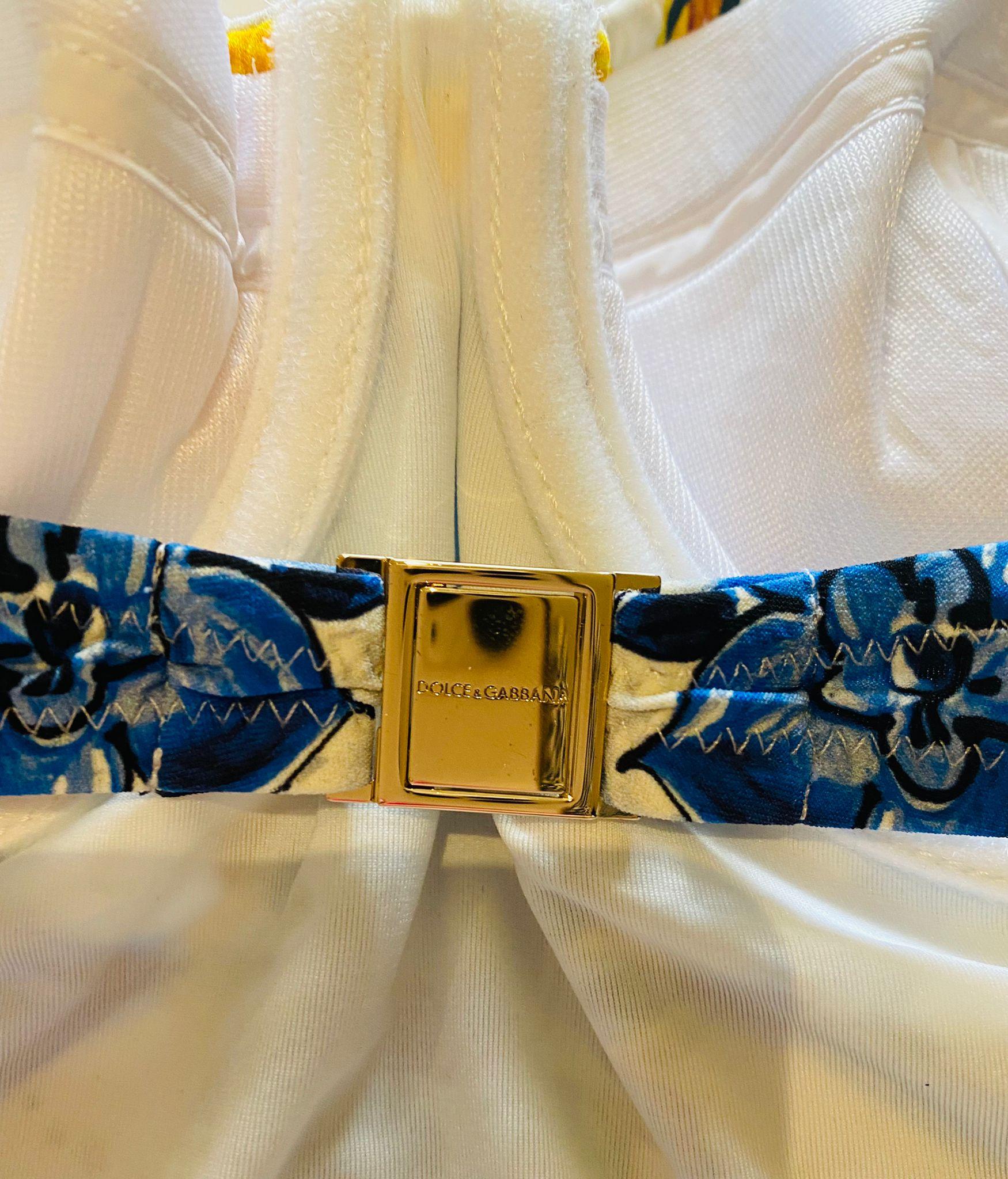 Dolce & Gabbana Multicolor I love Majolica Strapless Swimsuit Swimwear Beachwear In New Condition In WELWYN, GB