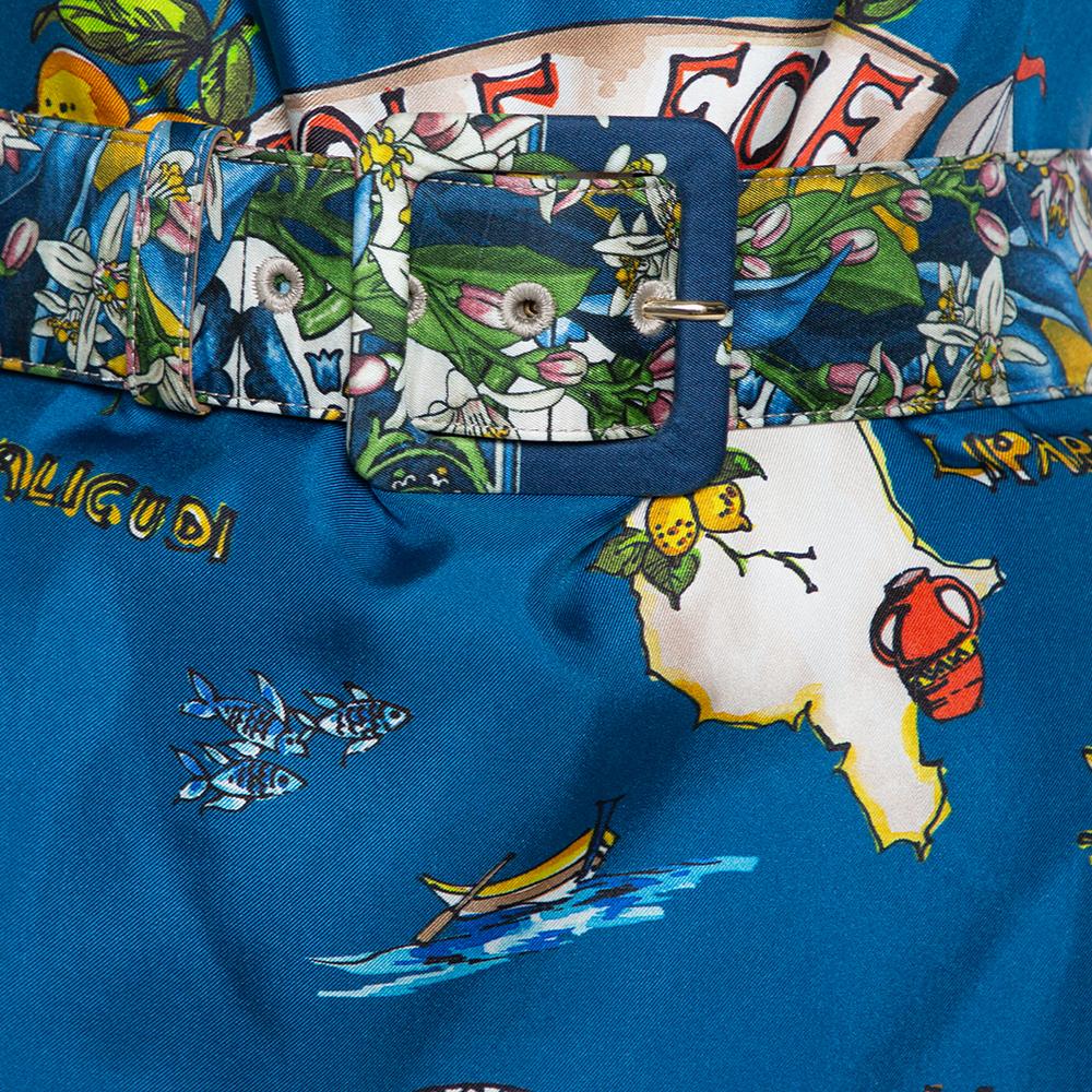 Dolce & Gabbana Top oversize in seta stampata Isole Eolie Multicolore S 1