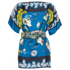 Dolce & Gabbana Top oversize in seta stampata Isole Eolie Multicolore S