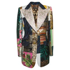 Dolce & Gabbana Multicolor Jacquard Patch Work Single Breasted Blazer L