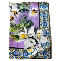 Dolce & Gabbana Multicolor Jungle Tropical Flowers Majolica Scarf Wrap Cover Up 