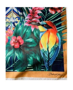 Dolce & Gabbana Multicolor Jungle Tropical Majolica Scarf Wrap Cover Up Pareo