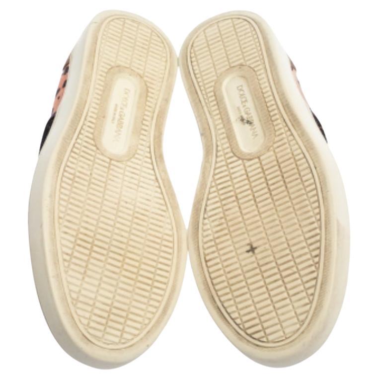Dolce & Gabbana Multicolor Lace and Leather Slip On Sneakers Size 37 For Sale 2