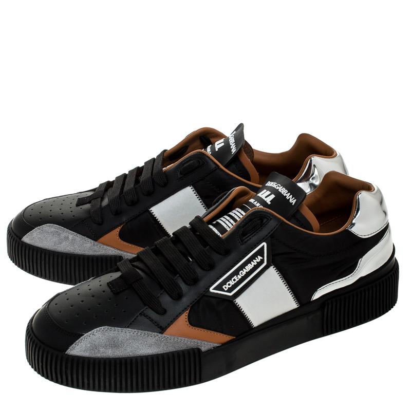 Dolce & Gabbana Multicolor Leather Suede Low Top Sneakers Shoes